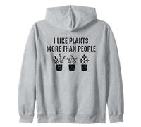 I Like Plants More Than People Funny Introverts Plant Lover Zip Hoodie