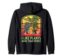 I Like Plants More Than People Funny Introverts Plant Lover Zip Hoodie