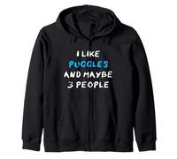 I Like Puggles And Maybe 3 People Pug Beagle Mix Puggle Zip Hoodie