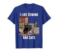 I Like Sewing and Cats T-Shirt, Men, Royal Blue, 3X-Large