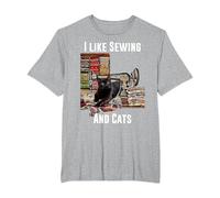 I Like Sewing and Cats T-Shirt, Men's Big and Tall, Heather Grey, 3X Tall