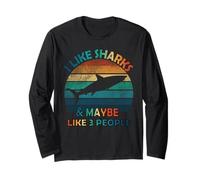 I Like Sharks And Maybe Like 3 People Lover vintage Funny Long Sleeve T-Shirt