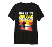 I Like Sunsets and Beer and Maybe 3 People Camping Premium T-Shirt