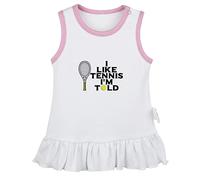 I Like Tennis I'm Told Funny Dresses Infant Baby Girls Princess Dress 0-24M Toddler Kids Cute Ruffles Cotton Clothing White