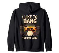 I Like To Bang You Day Long Drum Set Sunset Zip Hoodie