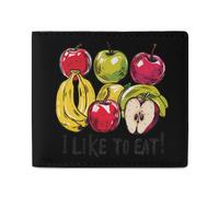 I Like to Eat Apples and Bananas Bifold Wallet for Women Men Personalized Coin Purse Card Case Holder Pocket Wallet