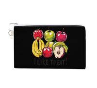 I Like to Eat Apples and Bananas Coin Purse Fashion Canvas Pouch Portable Wallet Makeup Bag for Men Women