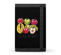 I Like to Eat Apples and Bananas Trifold Wallet Portable Slim Purse Wallet Card Holder with Zip for Men Women