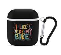 I Like To Ride My Bike Case Cover Compatible with AirPods 1 2 Generation with Black Keychain