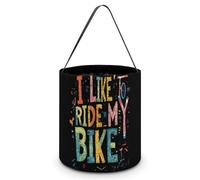 I Like To Ride My Bike Foldable Halloween Trick Or Treat Bags Tote Goodie Candy Bucket Gift Party Favor Supplies