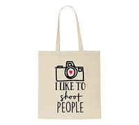 I like to shoot people photography hobby statement [CM17 HAAS] tote bag shopper - natural