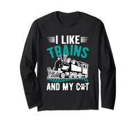 I Like Trains and My Cat Long Sleeve T-Shirt