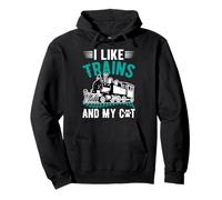 I Like Trains And My Cat Pullover Hoodie