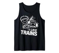 I Like Trains, Photographer Funny Railfan Tank Top