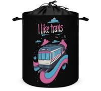 I Like Trans Laundry Basket Large Foldable Dirty Clothes Hamper Drawstring And Handles for Toys Blankets Towel
