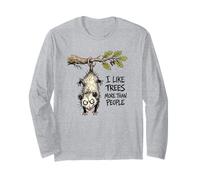 I Like Trees More Than People Funny Opossum Possum Arbor Day Long Sleeve T-Shirt