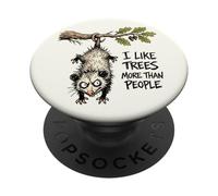 I Like Trees More Than People Funny Opossum Possum Arbor Day PopSockets Adhesive PopGrip
