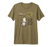 I Like Trees More Than People Funny Opossum Possum Arbor Day Premium T-Shirt