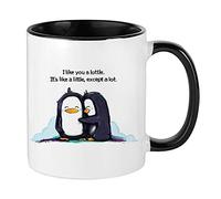 I Like You a Lottle, It’s Like a Little, Except a Lot Penguin Couple Inspired 11oz Ceramic Mug (Black Inside Coloured & Black Handle Mug)