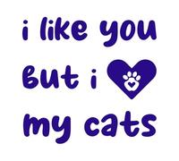 i Like You but i Love My Cats Wall Decals 54.6x57.7cm Self Adhesive DarkBlue