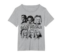 I Listen to Dead People Classical Music Composer T-Shirt, Women's Plus, Heather Grey, 2X