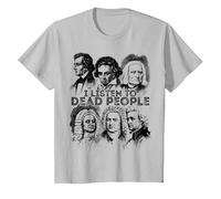 I Listen to Dead People Classical Music Composer T-Shirt, Youth, Silver Grey, Small