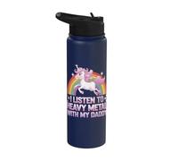 I Listen to Heavy Metal with My Daddy Stainless Steel Insulated Water Bottle