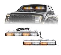 I LITTON 2-In-1 Amber & White LED Windshield Dash Strobe Lights w/Suction Cups, 2x16.8 Inch LED Warning Safety Emergency Dash Strobe Lights Interior Windshield Visor Light Bars for Vehicles Tow Truck