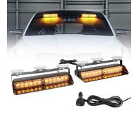I LITTON 2-In-1 Amber Windshield Strobe Lights, 2 x 8.4 Inch Windshield Interior Light, 26 Modes 12/24V Emergency Warning Traffic Advisor Front/Rear Car Window Dash Strobe Lights for Trucks Vehicles