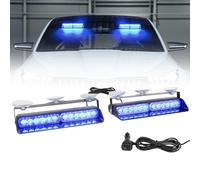 I LITTON 2-IN-1 Blue LED Windshield Strobe Lights, 2 x 8.4 Inch Ca Interior Light, 26 Modes 12/24V Emergency Warning Traffic Advisor Front/Rear Car Window Dash Strobe Lights for Trucks Vehicles