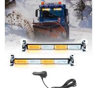 I LITTON 2-IN-1 LED Windshield Dash Light, 2 x 16 Inch Amber & White 12/24V 80-LED 26 Flash Modes Warning Emergency Windshield Strobe Light for Trucks Vehicles Snowplow Rear/Front Window