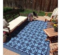 I LITTON 365 x 270 CM Outdoor Rug for Patios Waterproof, Camping Mat Reversible Mat Large Outdoor Carpet Reversible Plastic Straw Rug for Garden Travel Panic Patio Beach Backyard Porch
