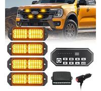 I LITTON Amber LED Strobe Lights for Vehicles, Amber Truck Side Maker Light with 9-Key Switch, 12/24V 20 Flash Modes Car Emergency Strobe Light for Trucks Pickup ATV