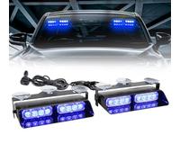 I LITTON Blue 2-in-1 Car Windshield Dash Strobe Recovery Light, 12V Flashing Beacon Light with Suction Cups, 16 Flash Modes Emergency Strobe Light for Trucks Van Vehicles Snowplow Lorry