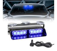 I LITTON Blue Flash Beacon Light Car Windshield Emergency Strobe Lights with Suction Cups, 7.2 Inch Traffic Advisor 12V Flashing Beacon Strobe Light for Trucks Snowplow Tractor Van Windshield