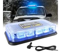 I LITTON Blue LED Flashing Beacon Strobe Light Bar, 12V-24V16 Flash Modes with Magnetic Base Car Roof Emergency Warning Blue LED Recovery Strobe Light for Vehicles Car Truck Forklift