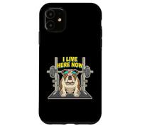 I Live Here Now Bulldog Weightlifter Case for iPhone 11