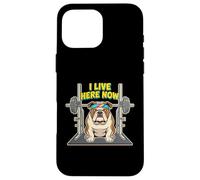 I Live Here Now Bulldog Weightlifter Case for iPhone 16 Pro Max
