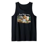 I Live Here Now Capybara Mama Gardening Center Iced Coffee Tank Top