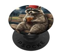 I Live Here Now - Coffee - Funny Raccoon PopSockets Adhesive PopGrip