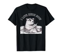 I Live Here Now Funny Capybara Hot Tub Vacation Meme T-Shirt