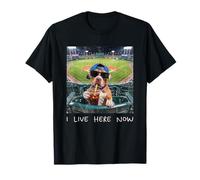 I Live Here Now Funny Pitbull Funny Baseball Field Meme T-Shirt