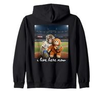 I Live Here Now Monkey Baseball Team Punch Hot Dog Zip Hoodie