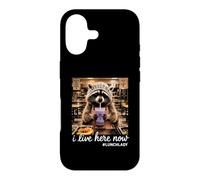 I Live Here Now Taro Milk Tea Lunch Lady Raccoon Meme Case for iPhone 17