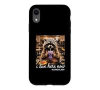 I Live Here Now Taro Milk Tea Lunch Lady Raccoon Meme Case for iPhone XR