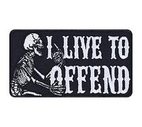 I Live to Offend Iron on Patches - Sew on Patch for Bikers, Rockers, Heavy Metal Fans, Fighters, Pranksters - Wildly Popular Cool Patches for All Fabrics | 90x50 mm