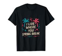 I Live Where You Spring Break Florida Palm Party Design T-Shirt