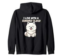 I Live With A Samoyed Cloud Samoyed Owner Dog Lover Zip Hoodie