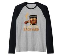 I’ll Be in The Backyard Cigar Whiskey Dad Bourbon BBQ Summer Raglan Baseball Tee