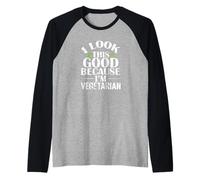 I Look This Good Vegetarian Humor Raglan Baseball Tee